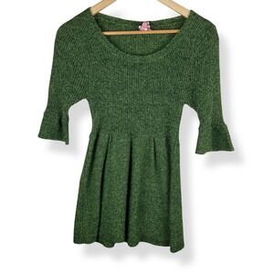 Y2k 2000s Green Babydoll Knit Top Womens Size Medium Twilightcore Bella Swan